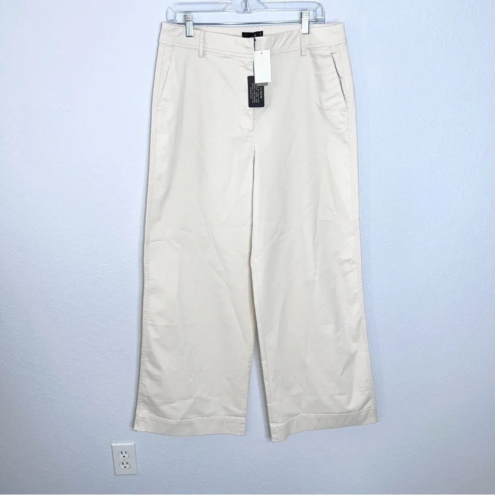 J. Crew Wide leg Pant’s Women’s Size 12 Cream High Rise Trouser Culottes Beige